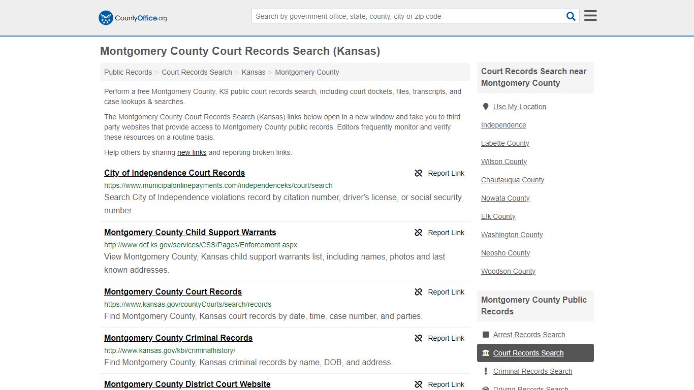 Montgomery County Court Records Search (Kansas) - County Office