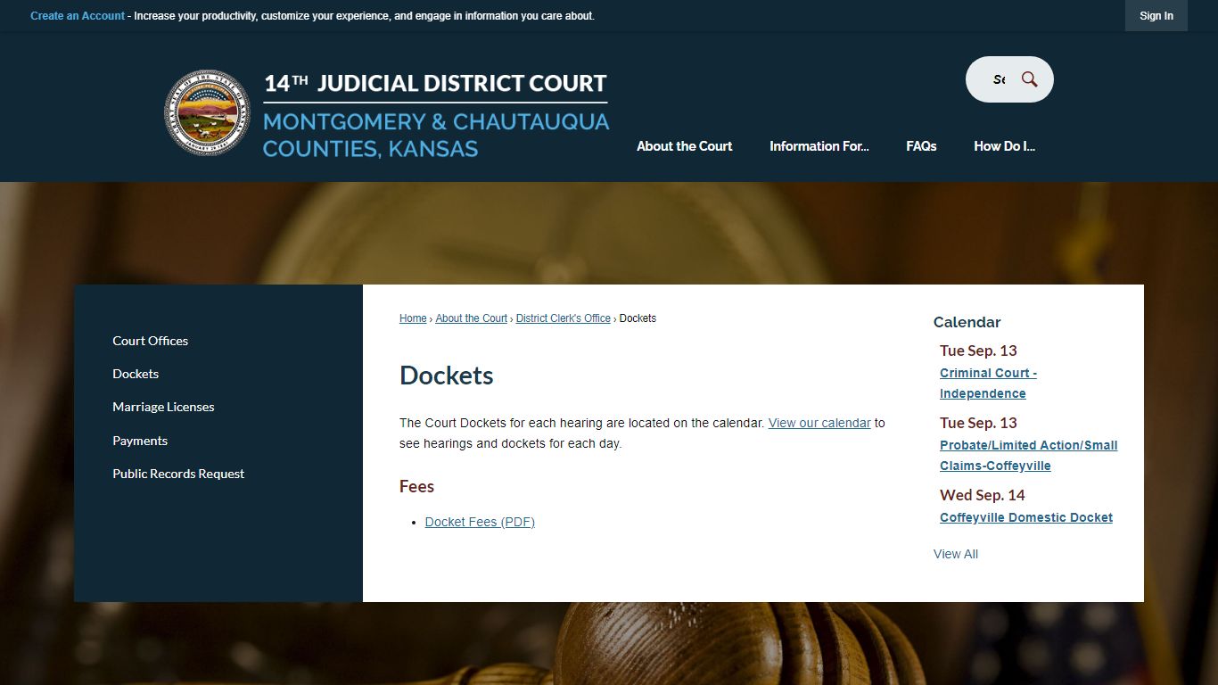 Dockets | Montgomery County District Clerk, KS